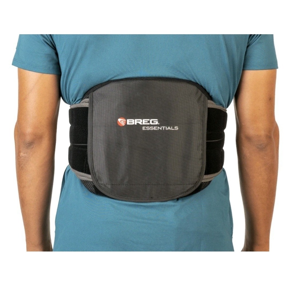 Breg Essentials Lumbar Back Brace LSO 637/650 Black Gray Adjustable Pulley Belt